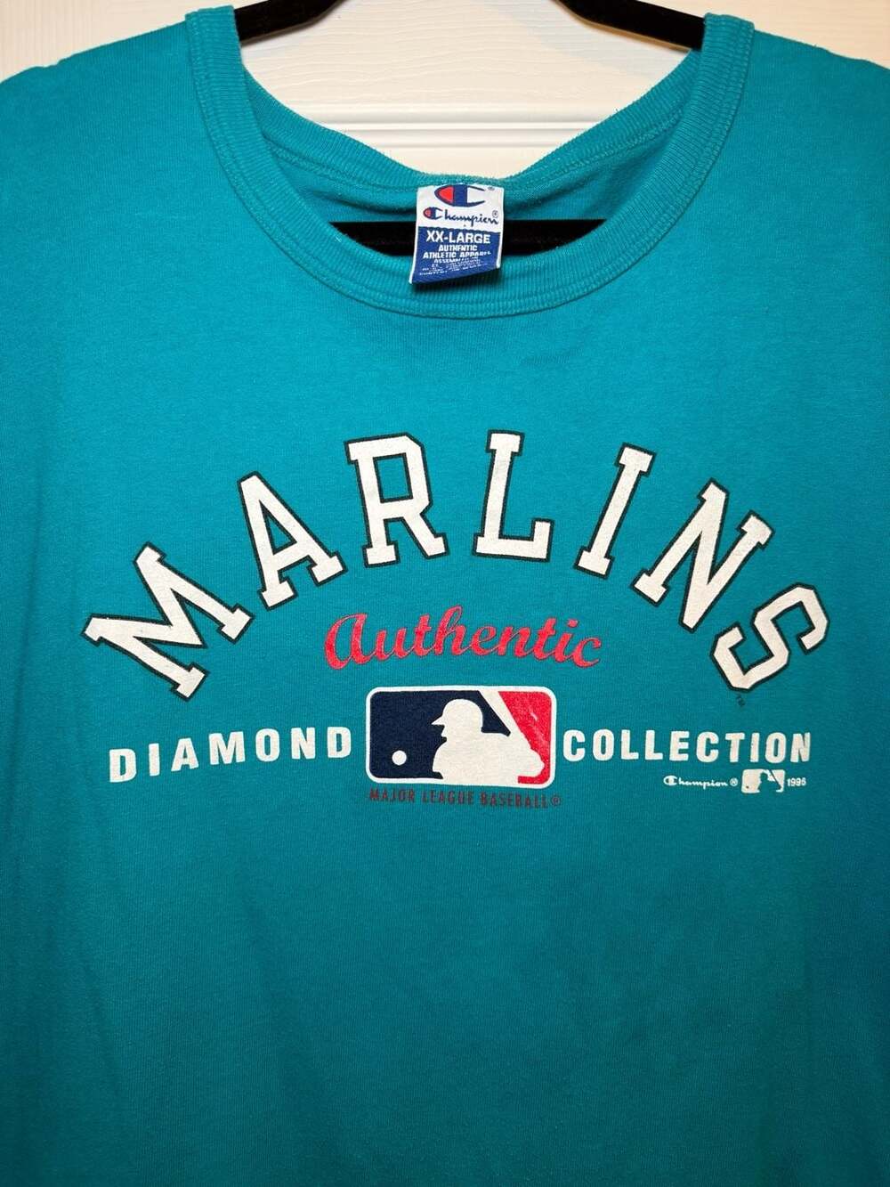 Vintage 1996 Champion Florida Marlins MLB Diamond Collection Teal T-Shirt XXL